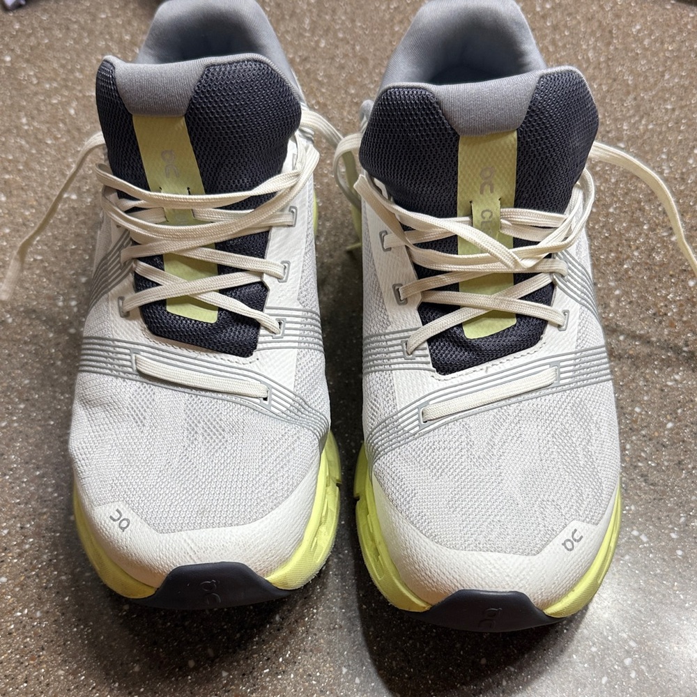On Running Athletic Shoes in White and Lime